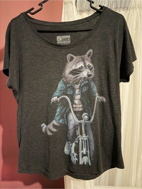 Curbside Clothing Women’s Dolman Raccoon Tee - Small